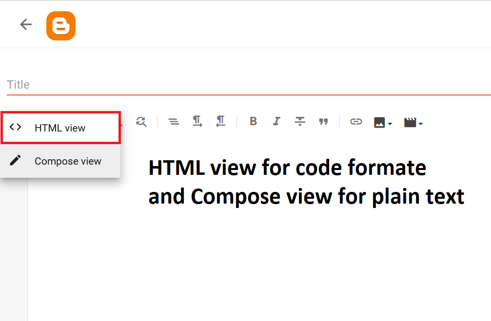 how to select html view on blogger