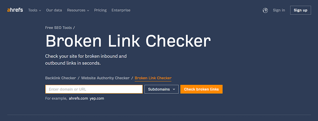 ahrefs broken link checker