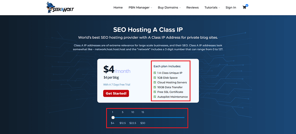 SEO Hosting A Class IP