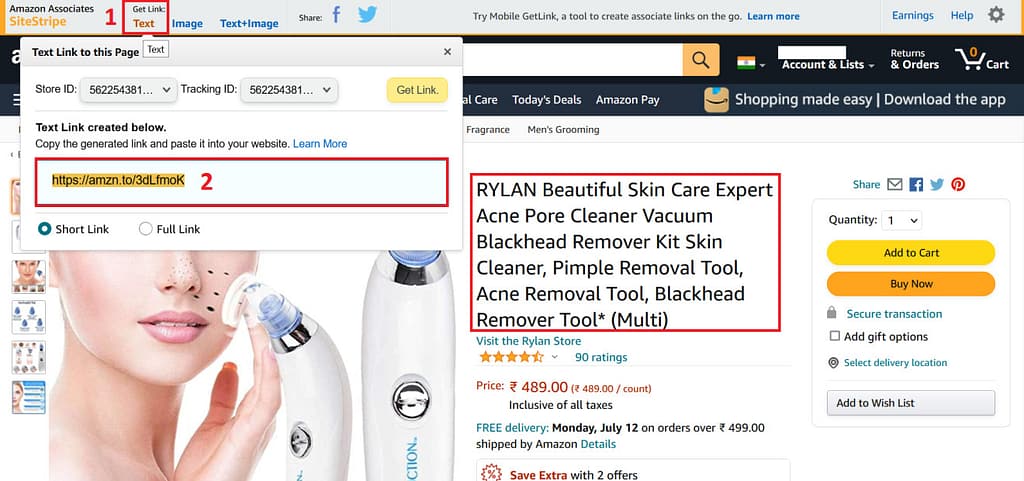 how to get amazon affiliate link
