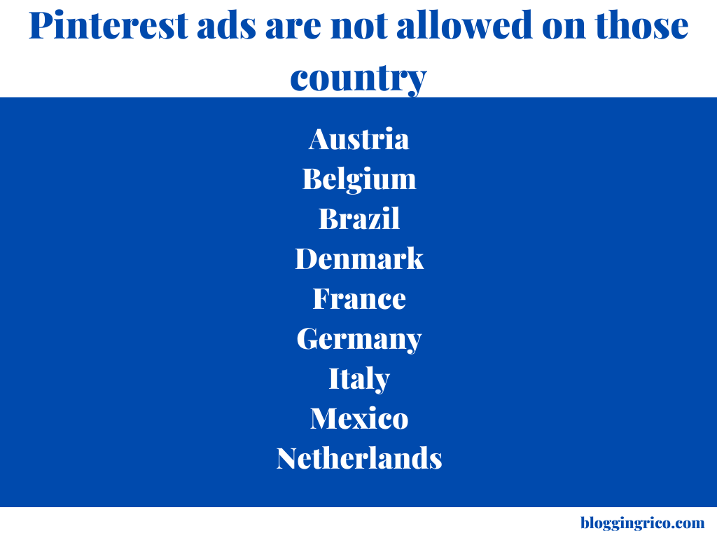 pinterest ads not allowed for those country